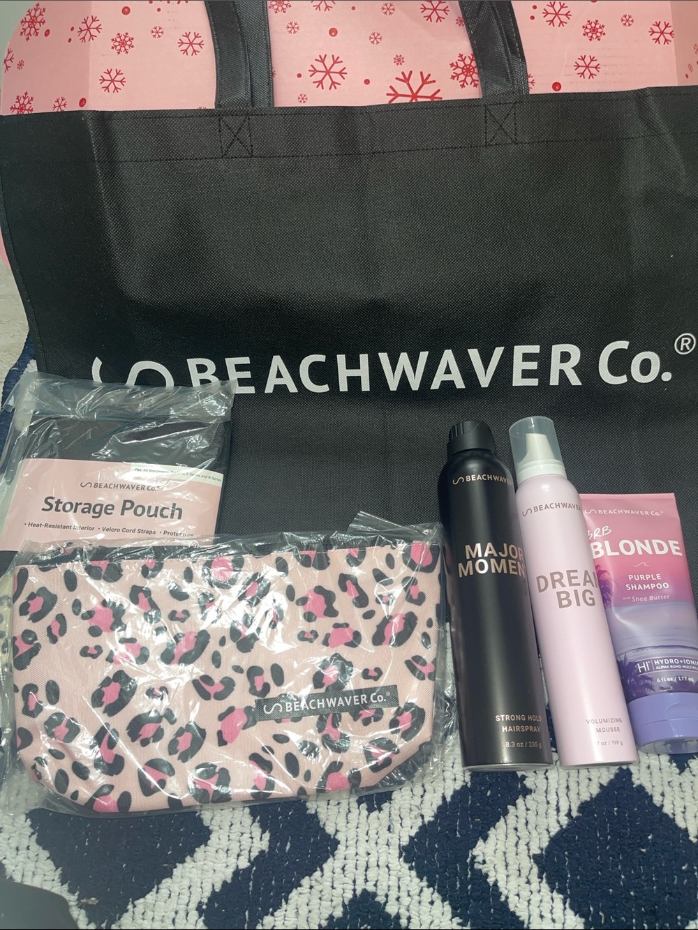 Beachwaver Co. Gift Set with Pink Leopard Pouch